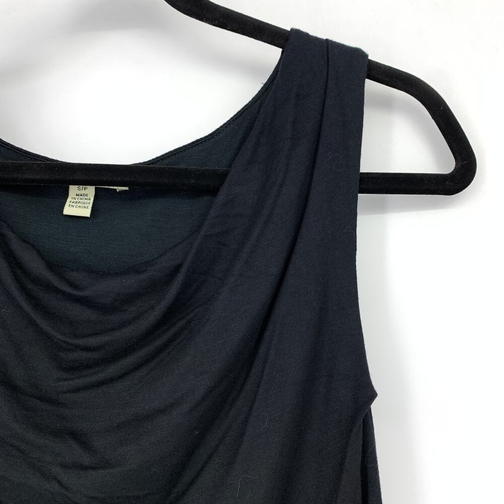 Bordeaux Sleeveless Dress Womens Size Small Black Draped Front Jersey Knit - Picture 3 of 6
